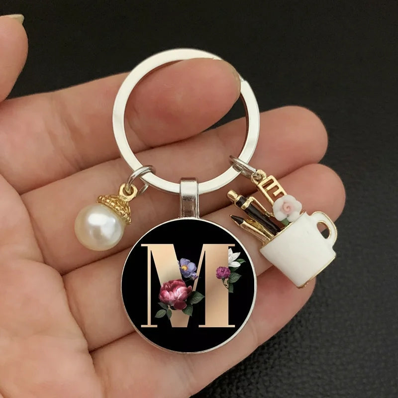 Alphabet Pearl Keychain