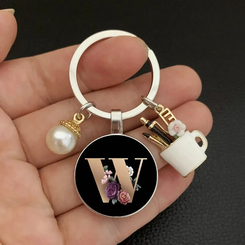 Alphabet Pearl Keychain