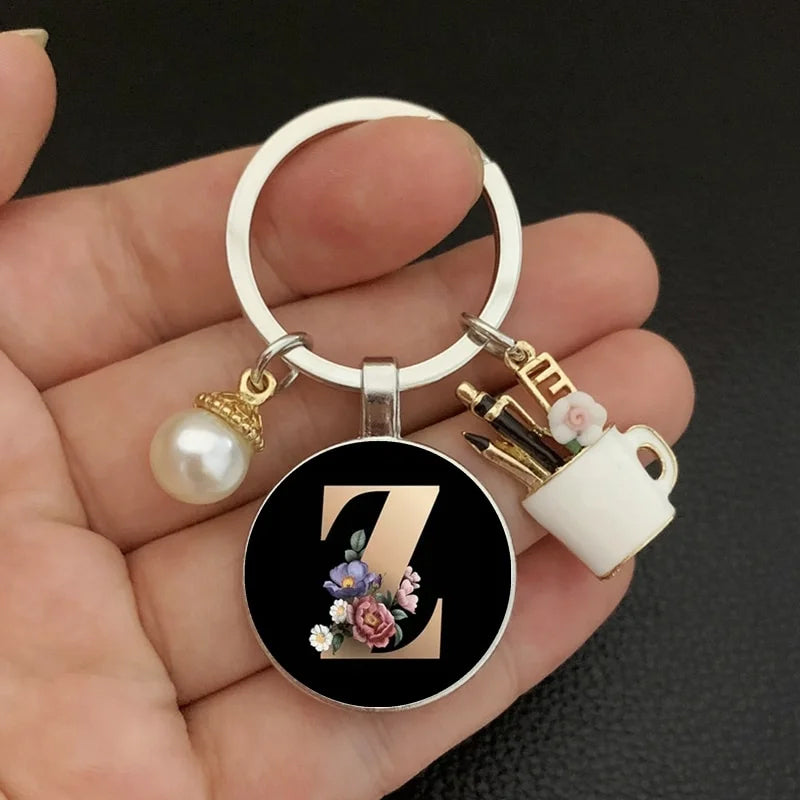 Alphabet Pearl Keychain