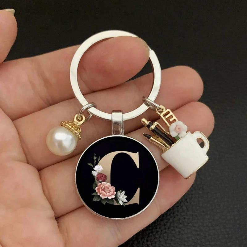 Alphabet Pearl Keychain