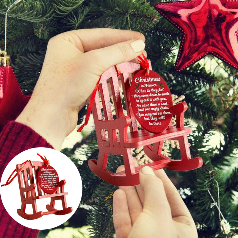 Christmas Wooden Craft Small Rocking Chair Ornament