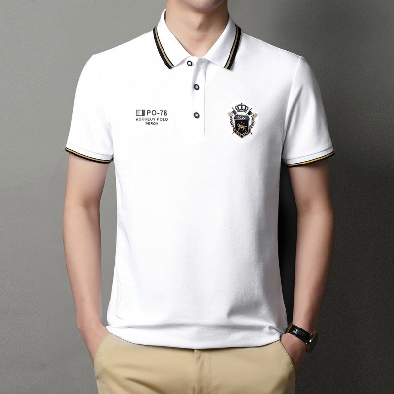 Men's Solid Color Business Lapel Polo Shirt