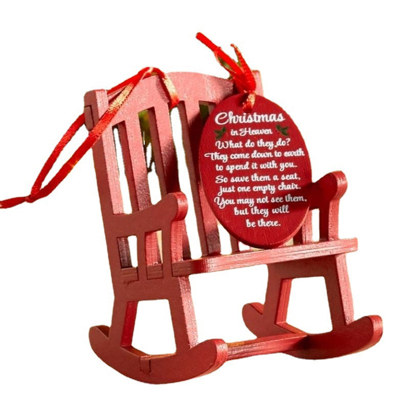 Christmas Wooden Craft Small Rocking Chair Ornament