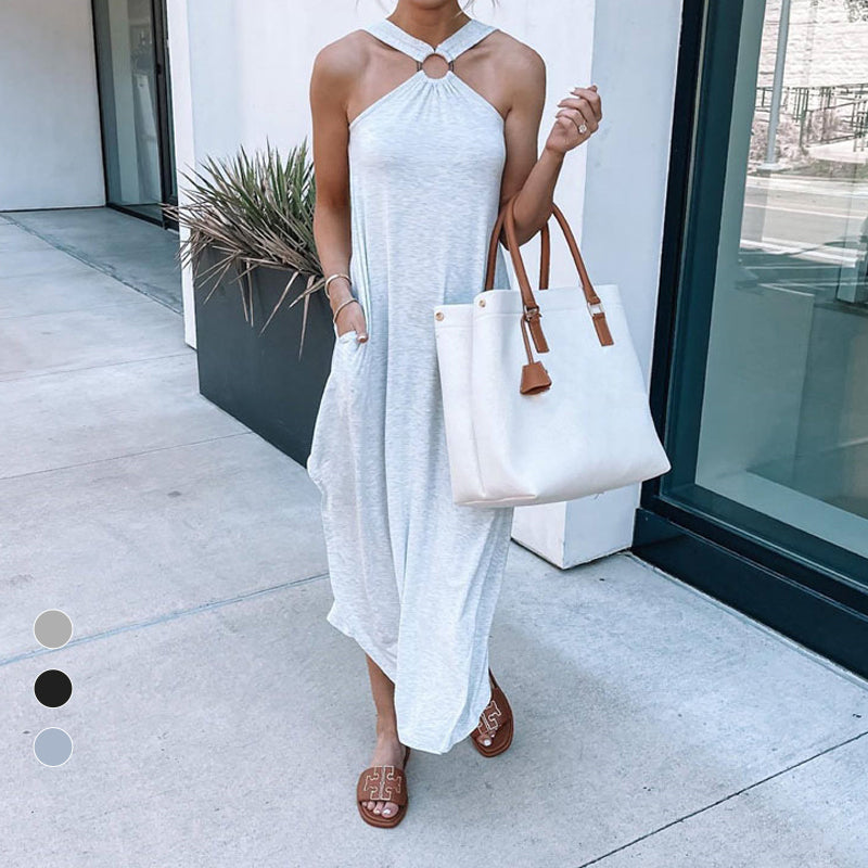 Off Shoulder Halter Long Dress