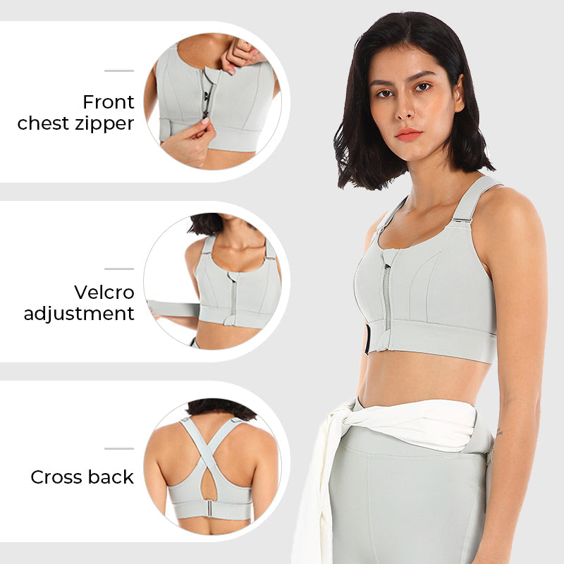 Shockproof Zipper Sports Bra