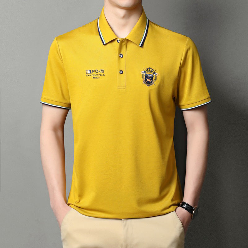 Men's Solid Color Business Lapel Polo Shirt