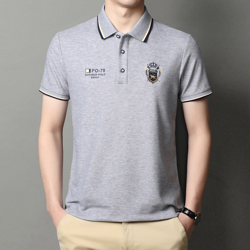 Men's Solid Color Business Lapel Polo Shirt