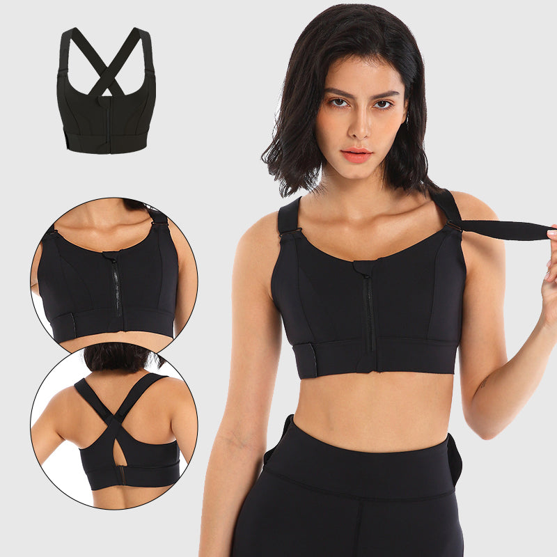 Shockproof Zipper Sports Bra