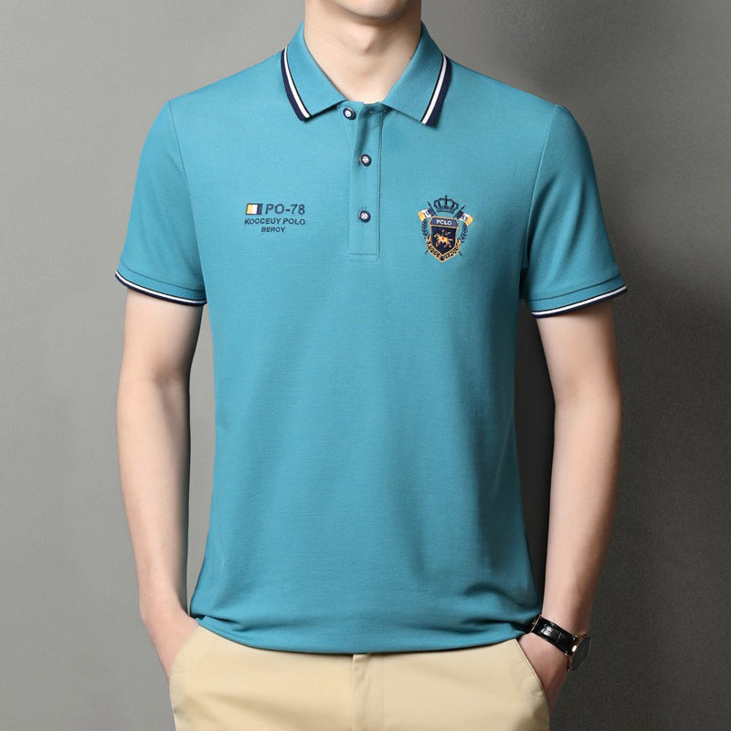 Men's Solid Color Business Lapel Polo Shirt