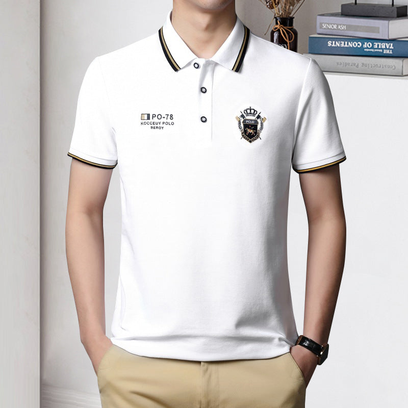 Men's Solid Color Business Lapel Polo Shirt