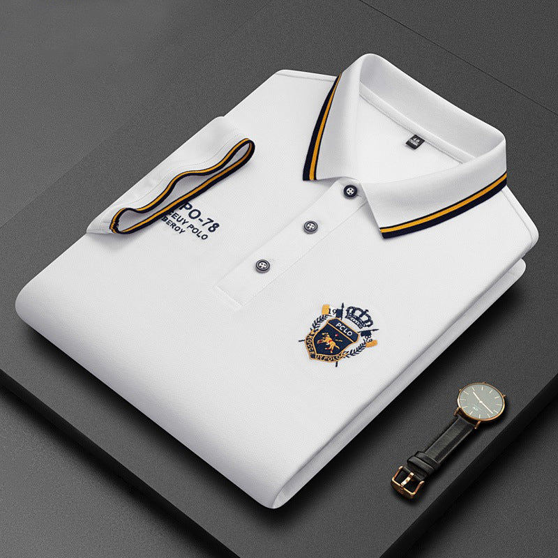 Men's Solid Color Business Lapel Polo Shirt