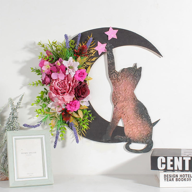 Cat Crescent Moon Wreath