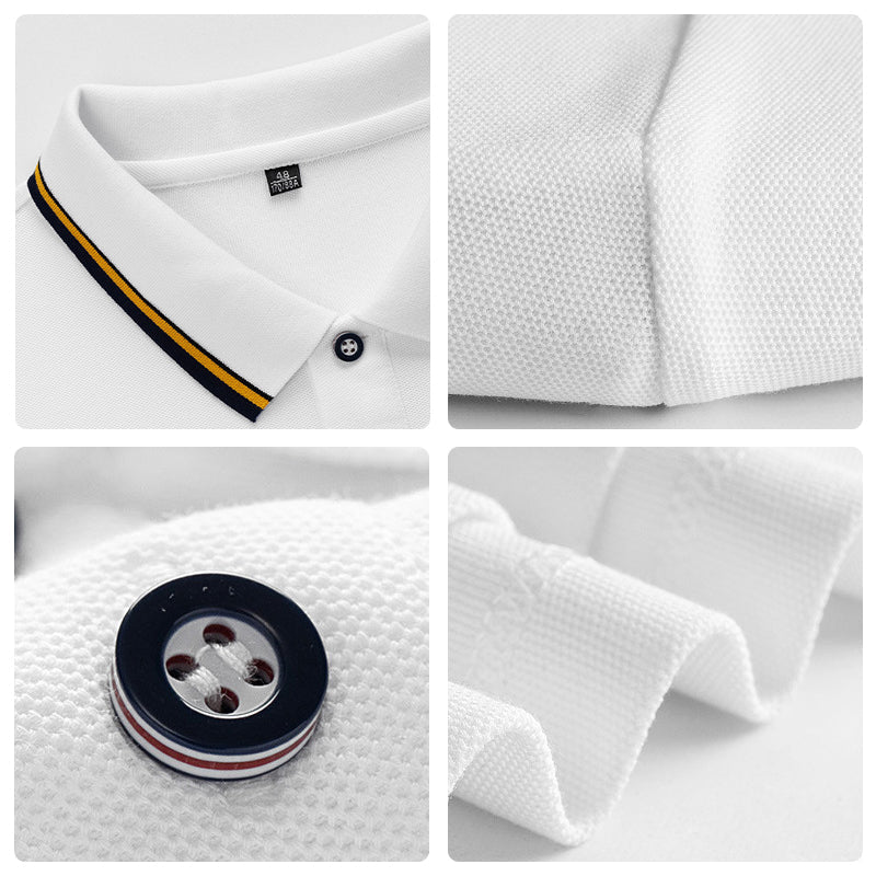 Men's Solid Color Business Lapel Polo Shirt