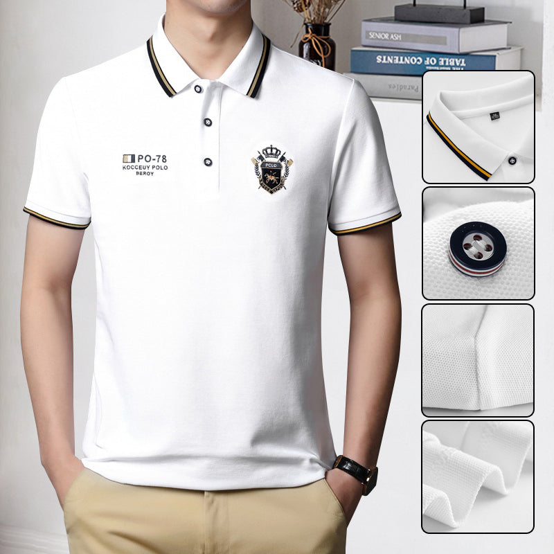 Men's Solid Color Business Lapel Polo Shirt