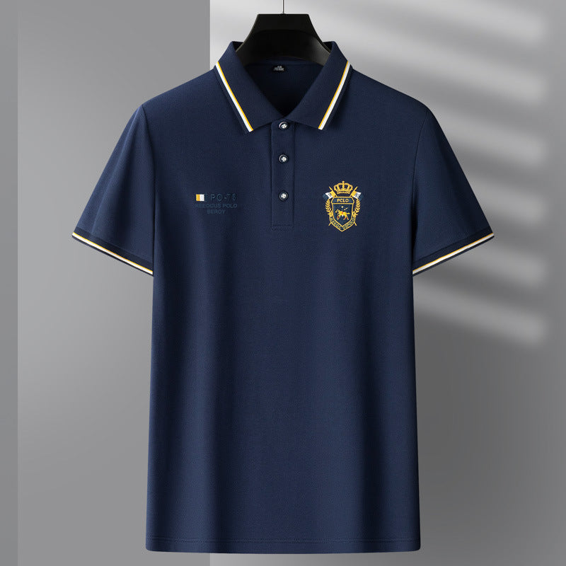 Men's Solid Color Business Lapel Polo Shirt