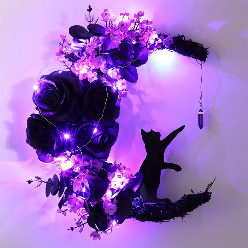 Cat Crescent Moon Wreath